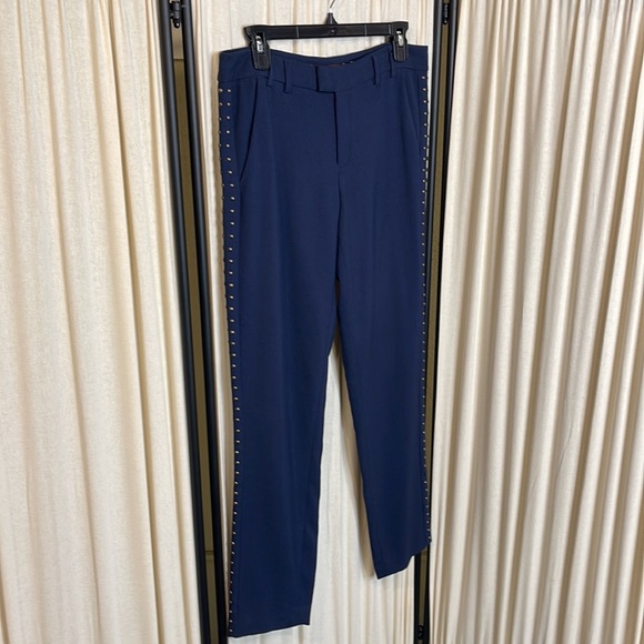 ANTHROPOLOGIE- CARTONNIER LOU TAPER EMBELLISHED NAVY BLUE TWILL PANTS SIZE 4T - Picture 4 of 15